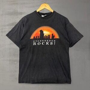 English Heritage‎ Stonehenge Rocks Graphic Shirt Mens Medium Black Cotton Tee